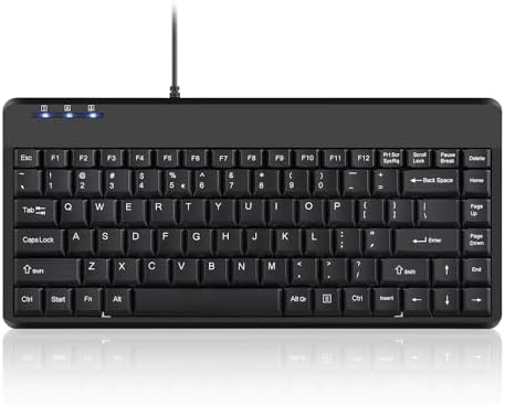 Compact Perixx PERIBOARD-409 H Wired USB Mini Keyboard with Dual USB Hubs – Effortless Typing Experience for Limited Spaces, Enhanced Compatibility, and Fast Connectivity