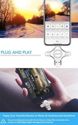 Revolutionize Your File Management with the MFi Certified i Diskk 128 GB Flash Drive – Ultimate 4-in-1 Storage Solution for i Phone 15, 16, i Pad & More! Seamlessly Transfer Photos, Videos & Files Across i OS, Android, Samsung, Type-C & Mac Book – Lightning-Fast USB 3.0 Speed & Enhanced Compatibility for All Your Devices! Perfect for Expanding Your Digital Library with Compact, Durable Design!