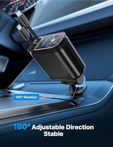 Revolutionize On-the-Go Charging with the 2025 Apples Approved Starlight 66 W Retractable Car Charger – Dual USB Ports & Cables for Rapid i Phone & Android Power, Sleek Design Enhancing Vehicle Aesthetics, Eliminates Clutter with Retractable Technology, Perfect for All Smartphone Models, Experience Unmatched Speed & Convenience During Every Journey