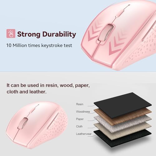 TECKNET Bluetooth Wireless Mouse – Ergonomic 4800 DPI Precision with 6 Adjustable Settings, Long-Lasting 2-Year Battery, and 6 Functional Buttons for Laptops & Windows – Sleek Grey Design for Enhanced Comfort and Productivity