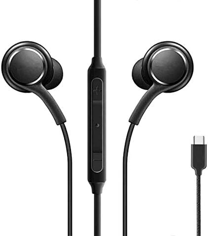 Premium DJ Tuned Earbuds for Samsung Galaxy Devices – Type-C Stereo Headphones with Braided Cable, Microphone & Volume Control – Sleek Black Design for Enhanced Audio Clarity and Durability