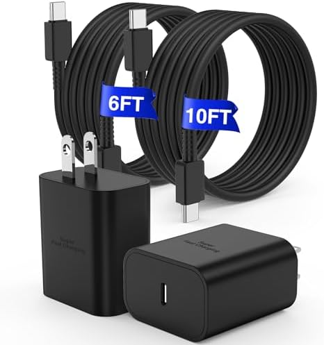 Super Fast 45 W Type C Charger with 10 FT Cable – High-Speed Power Delivery for Samsung Galaxy S25/S24+/Ultra/S22/S21/S20 & i Phone 16/15 Pro/Max/Plus – Ultimate Travel-Friendly Charging Solution for Home and Office Use