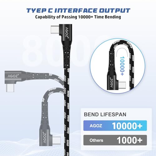Versatile 3-Pack USB C Fast Charging Cables – Agoz Right Angle Braided Cords for Samsung Galaxy S24/S23/S22/S21, i Phone 15/16 Pro Max, and More – Durable, Tangle-Free Design with 4 ft, 6 ft, and 10 ft Lengths for Ultimate Charging Flexibility and Comfort