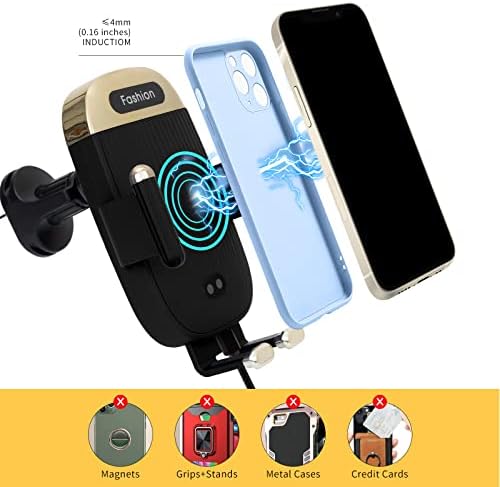 Effortless On-the-Go Charging: 15 W Qi Fast Wireless Car Charger Mount with Smart Sensor Clamping for i Phone & Samsung – Universal Air Vent Holder in Sleek Black for Secure, Convenient Use