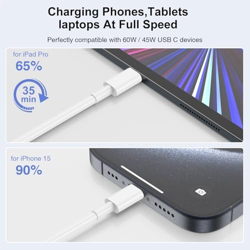 Versatile 3-in-1 i Phone Charger Cable – 6 FT USB C to Lightning with Triple Port Compatibility for i Phone 16/15/14/13/12/11 Pro Max/XS/XR/8 & i Pad Pro/Mini – Fast Charging Solution (2-Pack, Black) for Effortless Multi-Device Power Management