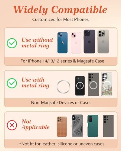 Chic Mushroom Mag Safe Phone Grip for Women – Trendy Ring Kickstand Holder for i Phone 16/15/14/13/12 Series – Stylish, Secure, and Functional Accessory for Texting, Selfies, and Streaming – Lightweight, Durable Design for Everyday Use