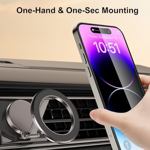 for MagSafe Car Mount, 360° Rotation Phone Holder for Car, Universal Dash Car Mount, All-Metal Magnetic Phone Mount for Car Fit for iPhone 15 14 13 12 Pro Max Plus Mini MagSafe Cases – Enhanced Compatibility and Speed