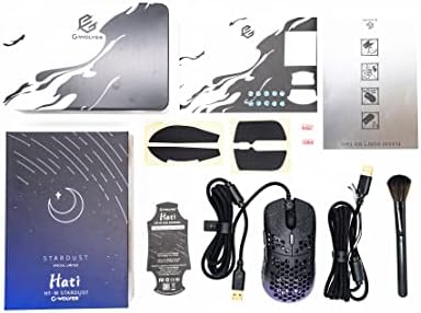 Gwolves Hati HTS Ultralight Honeycomb Wired Gaming Mouse – 48 g Precision with 16,000 DPI Sensor, Low Latency, Anti-Interference, 6 Customizable Buttons, On-Board Memory for PC/Mac/Laptop – Stardust Golden Small Edition for Maximum Speed and Comfort