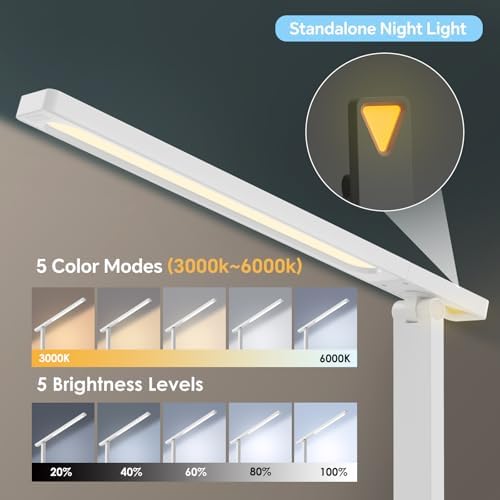 Versatile Power Strip Lamp with USB Charging: 2 AC Outlets, 1 USB-A & 1 Type-C Port, Adjustable Brightness Desk Lamp for Home Office & Dorm Room, 5 ft Extension Cord with Surge Protection for Ultimate Device Safety
