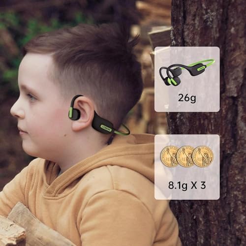 LOBKIN Kids Bluetooth Earbuds – Safe Listening with Lightweight Open Ear Design and IPX5 Waterproof Protection – Advanced Bluetooth 5.3, Built-in Microphone – Perfect for School, Home, and Outdoor Adventures – Ideal Gift for Young Explorers