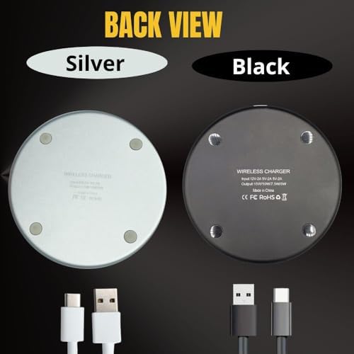 INNOSUB USA 5-Pack Sublimation Wireless Charger Set – 10 W Fast Qi Charging Pad for i Phone & Samsung Devices – Sleek Silver Design for Home & Office – Ideal Personalized Gift for Tech Enthusiasts
