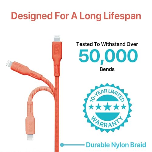 BLACK+DECKER Lightning to USB Charging Cable – Ultra-Fast Charge & Data Sync for All Apple Devices – Durable Braided Construction, Lightweight & Travel-Ready – Versatile Lengths & Color Options, Including Convenient 3 ft Length