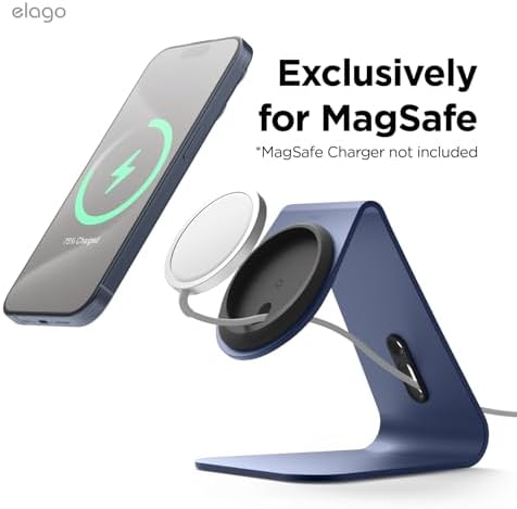 elago MS4 Charging Stand Compatible with MagSafe Charger, Aluminum Stand Compatible with iPhone 16/15/14/13/12 Series, Designed for iOS17 Standby Mode (Cable Not Included) (Black) – Enhanced Compatibility and Speed