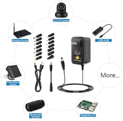 Universal 36 W Adjustable Power Supply Adapter – Multi-Voltage AC/DC Converter with 5 V 2 A USB Fast Charging Port – Ideal for Electronics, DIY Projects & Home Use – Reliable Overcurrent & Overvoltage Protection