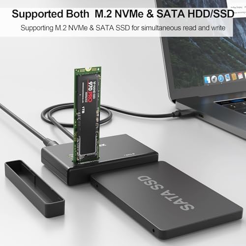 Unitek M.2 NVMe SSD Enclosure Adapter – Ultra-Fast 10 Gbps USB 3.2 Tool-Free External Hard Drive Reader, Versatile M Key Compatibility for M.2 and SATA SSDs, Compact Design for Effortless Portability and Enhanced Data Access