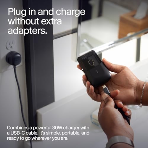 Twelve South Power Cord 30 W USB-C Fast Charger with 4 ft Tangle-Free Cable and Compact Wall Adapter – Universal Compatibility for i Phone, i Pad, Samsung, Mac Book Air & More – Sleek Slate Design for Home & Travel Efficiency