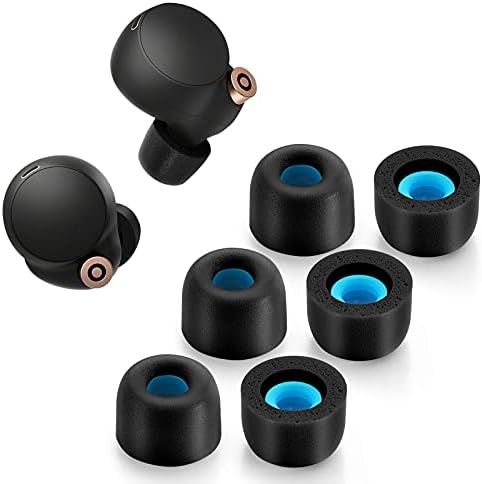 Premium Memory Foam Ear Tips for Sony WF-1000 XM4 & WF-1000 XM3 – Anti-Slip Replacement Tips for Optimal Comfort and Noise Isolation, Fits Charging Case, 3 Pairs (Medium, Black) – Elevate Your Audio Experience with Enhanced Stability and Sound Quality