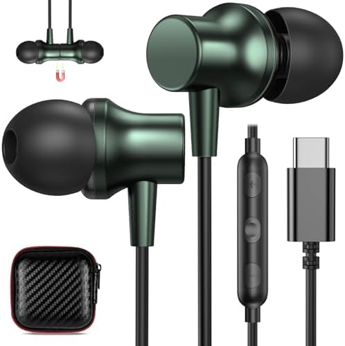 COOYA USB C Headphones – Premium Wired Earbuds with Enhanced Bass Stereo Sound & Noise-Canceling Technology for i Phone 16 Plus, Samsung S25 Ultra, Pixel 9, and More – Magnetic Design for Easy Storage, Ergonomic Comfort, and Crystal-Clear Calls – Perfect for Music, Gaming, and Professional Use