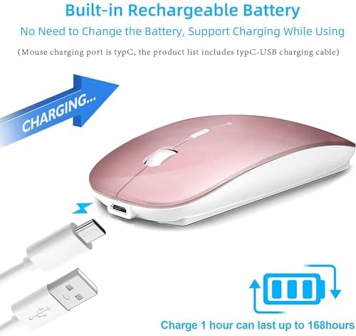 Elevate Your Productivity with the Versatile Wireless Mouse – Rechargeable Bluetooth 5.2 Connectivity, Three Modes (USB-A & USB-C Compatible) for Seamless Use with Mac Book, Chromebook, and More – Silent Click Design for Distraction-Free Work, Sleek Black Finish, Perfect for Travel and Home Office Efficiency