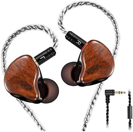 Premium Dual Driver In-Ear Monitors – High-Fidelity Wired Earbuds with MMCX Detachable Cables, Noise-Isolating Design for Musicians & Athletes – Stylish Wood Grain Finish, Ultimate Comfort & Compatibility