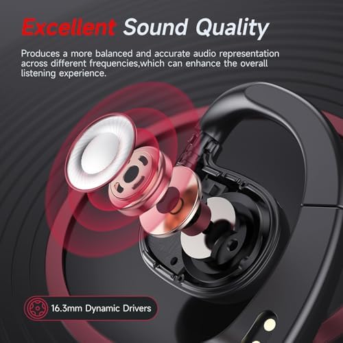 Unleash Your Potential with Open Ear Bluetooth Earbuds: Advanced Ambient Sound Technology, Crystal-Clear Call Microphone, Waterproof Design for Ultimate Durability, and Wireless Charging Case – Ideal for Sports and Outdoor Adventures with LED Display for Effortless Connectivity