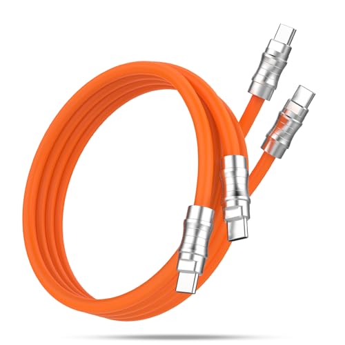 USB C to USB C Silicone Cable 2Pack 10FT, Ultra Flexible & Soft USB Type C 100W Fast Charging Cable, Geek Industrial PD Data Transfer Cable for Phones,Tablet,Laptops(Yellow) – Enhanced Compatibility and Speed