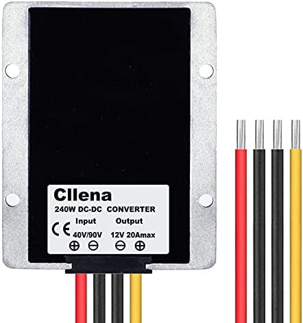 Cllena 40-90 V to 24 V Waterproof Voltage Regulator – High-Performance 10 A Buck Converter for Golf Carts and LED Lighting – Reliable Power Management for Outdoor Applications and Enhanced Device Longevity