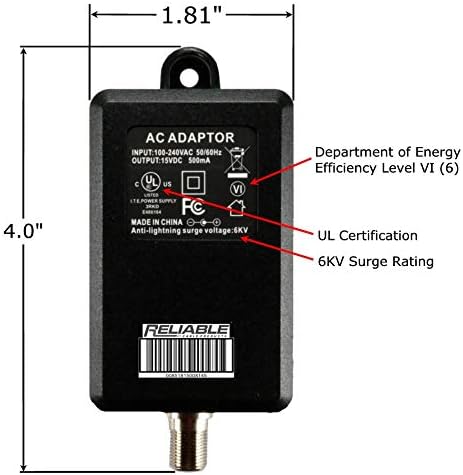 High-Efficiency 15 V 500 m A Wall Mount Power Adapter for CATV Drop Amplifiers – Level VI Rated OEM Replacement with F-Type Connection for Optimal Signal Integrity and Performance Enhancement