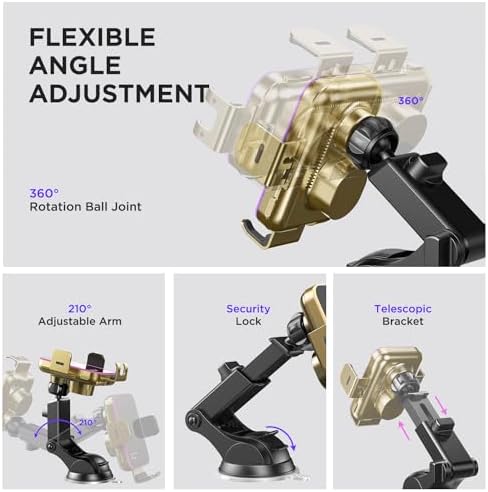 High-Speed Wireless Car Charger with Auto-Clamping Phone Mount and RGB Backlight – 15 W Qi-Compatible Charging for i Phone 15, 14, 13, 12 Mini, Pro Max, 11, XR, X, Samsung Galaxy S23 Ultra, S22, S21+ – Sleek Silver Design for Enhanced Aesthetics and Safety on the Road