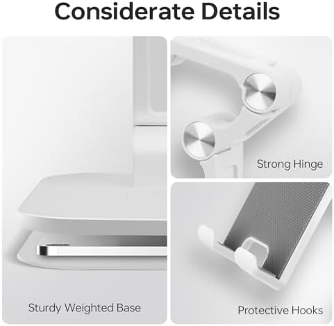 Foldable Phone Stand for Desk – Adjustable Height & Angle Cell Phone Holder, Portable Tablet Stand with Anti-Slip Base for Home, Office, and Travel, Compatible with iPhone & All 4-11″ Devices (Black) – Enhanced Compatibility and Speed