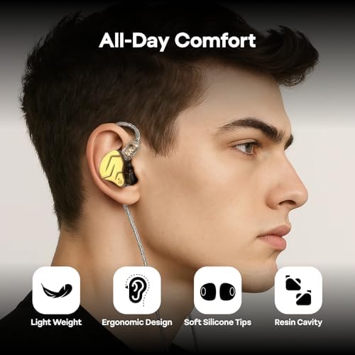 Linsoul KZ ZSN PRO X Hybrid Metal In-Ear Monitors with Dual Driver Technology – 1 BA + 1 DD for Hi-Fi Sound, Detachable 2-Pin Cable, Zinc Alloy Durability, Enhanced Device Compatibility, Perfect for Audiophiles and Music Lovers