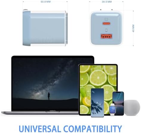 Ultra-Compact 70 W Ga N Dual USB-C Fast Charger – High-Efficiency Wall Adapter for Mac Book Pro/Air, i Pad Pro, Galaxy S23, Dell XPS 13, i Phone 16/15 Pro & Steam Deck – Rapid Charging with Universal Compatibility for Modern Devices