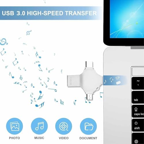 Versatile 128 GB USB C Flash Drive – 4-in-1 High-Speed Memory Stick for Seamless Data Transfer Across Smartphones, Laptops, and PCs – Compact, Durable, and Universal Compatibility for All Your Storage Needs