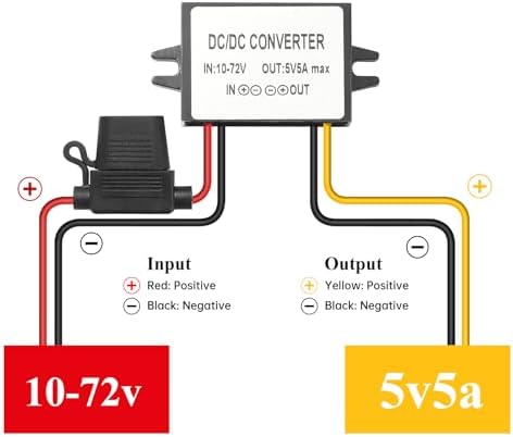 Premium Waterproof DC/DC Buck Converter: Efficiently Convert 10-72 V to Stable 5 V with 5 A Output – Ideal for Automotive, Marine, and LED Lighting Applications Unleash the full potential of your power supply systems with our Premium Waterproof DC/DC Buck Converter, engineered for unmatched reliability and versatility. This advanced voltage transformer seamlessly alters input voltages from 10-72 V to a steady 5 V output at 5 A, making it the perfect solution for a variety of environments including automotive, marine, and LED lighting setups. Featuring a robust waterproof design, the converter guarantees optimal performance in even the most challenging conditions, ensuring your devices remain powered without interruption. With a built-in fuse for added safety, this compact module not only fits into tight spaces but also safeguards against overloads. Transform your power management strategy with this high-quality, lightweight converter that combines durability with user-friendly installation. Elevate your projects today and experience reliable energy solutions tailored to meet your diverse power needs.
