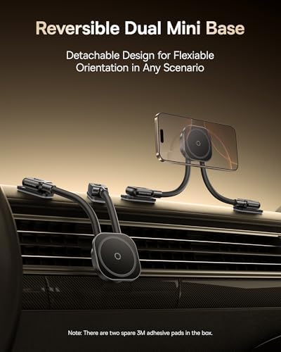 Baseus Mag Safe Car Mount: Advanced Dual Arm Magnetic Phone Holder for Seamless Navigation – Optimized for i Phone 16/15/14/13 Pro Max Plus – Sturdy Aluminum Construction for Ultimate Durability and Dashboard Versatility