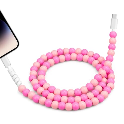 Coolden 66 W Fast Charging Cable for i Phone & i Pad – 2 M Stylish Pink USB-C to Lightning Beaded Charger – Durable, Efficient, and Compatible with i Phone 14/13/12/11 Pro Max, XR, XS, i Pad Pro/Air/Mini – Perfect for Everyday Use and Travel