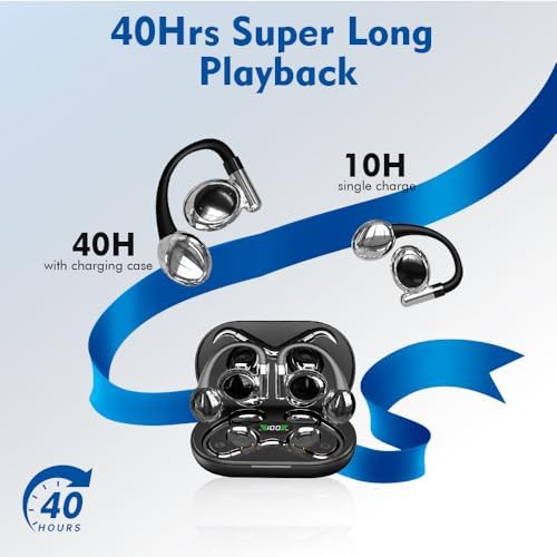 Premium Open-Ear Wireless Earbuds with Bluetooth 5.3 – Advanced Environmental Noise Cancellation for Enhanced Sound Clarity – Ergonomic Sports Headphones with Secure Fit and LED Charging Case – Ideal for Running, Cycling, and Active Lifestyles