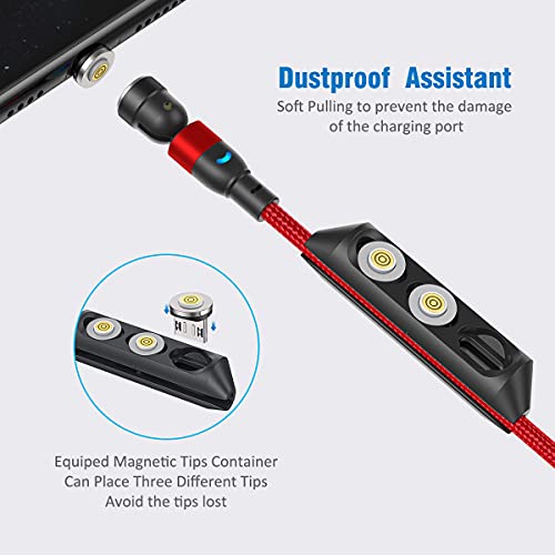 Revolutionize Your Charging Experience with A.S 3-in-1 Magnetic Charging Cable – Versatile 3-Pack (3.3 ft + 2 x 6.6 ft) Featuring 540° Rotating Connector for Effortless Alignment, Fast Charging & Durable Nylon Braiding – Perfect for i Phone, Android & Type-C Devices