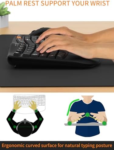 Revolutionize Your Workspace with the Ergonomic Wireless Keyboard – Comfort-Driven Design with Wave Keys & Cushioned Wrist Rest for Effortless Typing, 2.4 GHz Connectivity for Windows & Mac OS, Stylish Black & Orange Finish – Spill-Resistant & Built for Longevity