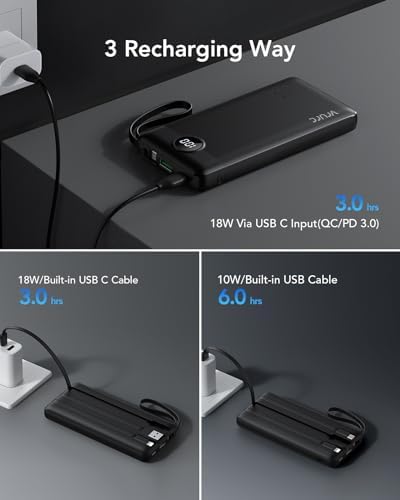 VRURC 22.5 W Pink Portable Charger – 10000 m Ah Power Bank with Fast Charging Capability, USB-C Dual Functionality, 4 Outputs & 3 Inputs – Essential Travel Companion for i Phone 16/15/14/13, Samsung & Android Devices – Compact Design for On-the-Go Power Management