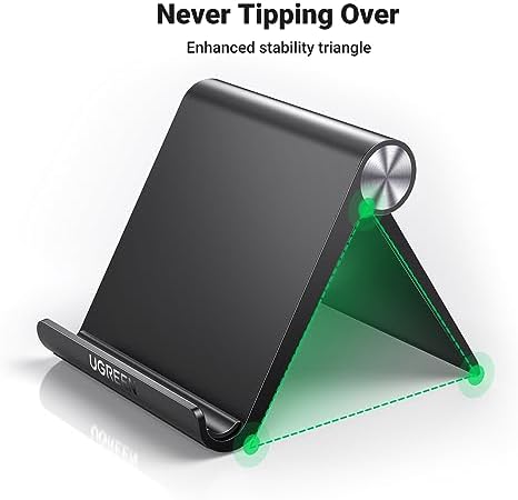 UGREEN Phone Stand 2 Pack Desk Cell Phone Holder Travel Compatible with iPhone 16 Pro Max 15 Plus 14 Pro 13 12 Mini 11 SE XS XR 8 7, Portable Foldable Desktop iPhone Stand Adjustable, Black White – Enhanced Compatibility and Speed