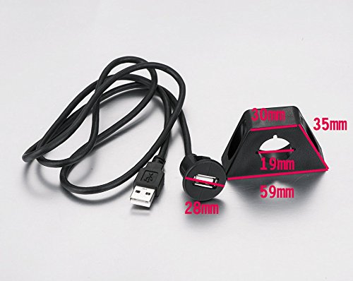 Flush Mount USB Extension Socket for Car and Marine – 1 Meter Charging and Syncing Cable for Mobile Devices – Sleek, Durable Design with Fast Data Transfer and Compatibility for Phones/Tablets