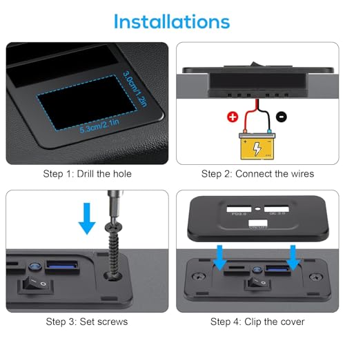 Linkstyle Dual USB RV Outlet – 36 W Quick Charge 3.0 & 30 W Power Delivery 3.0 Ports with LED Indicator & Power Switch for Enhanced Travel Connectivity – Ideal Car Charging Solution for RVs and Boats