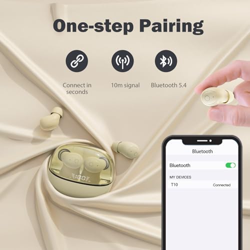 T10 Mini Wireless Bluetooth Earbuds for Small Ears – Ultra-Discreet Design with 24-Hour Battery Life, IPX5 Waterproof Durability, Bluetooth 5.4 Connectivity, and Dynamic Sound – Ergonomic Fit for Active Lifestyles and Unmatched Comfort
