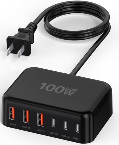 Ultimate 125 W USB-C Multi-Device Charging Station: 6-Port Fast Charger with Ga N Technology for i Phone, i Pad, Apple Watch, Galaxy S23 & More – Compact Power Hub for Home & Office Efficiency