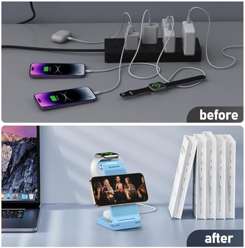 Innovative 3-in-1 Magnetic Wireless Charging Station – Premium Foldable Dock for i Phone 16/15/14/13/12, Apple Watch Ultra/Series 9-2, and Air Pods – Ultimate Travel-Friendly Power Hub with Superior Rapid Charging for Tech Savvy Professionals and On-the-Go Users