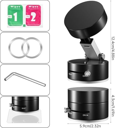 Magnetic Vacuum Suction Holder, Double-Sided Phone Holder with Suction Cup for Car/Mirror/Smooth Surface, Foldable and Retractable, Universal, Car Phone Mount. – Enhanced Compatibility and Speed
