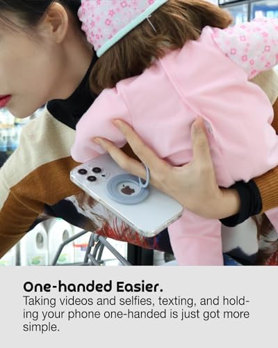 Sleek Gray Magnetic Phone Grip Holder – Ultra Adhesive Finger Ring for One-Handed Control & Wireless Charging – Effortless Attachment & Ergonomic Design for Enhanced Mobile Usability and Freedom of Movement