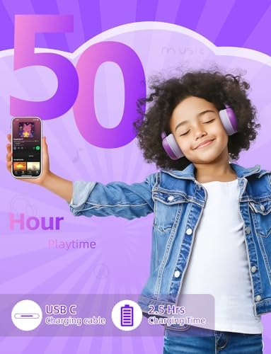 Safe Sound Bluetooth Headphones for Kids – Lightweight Wireless Earphones with 85 d B Volume Limiting for Toddler Hearing Protection – Ideal Twistable Design for School, Travel, and Home Use – Premium Audio Quality with Built-in Microphone for Clear Communication