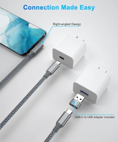 Elebase Right Angled USB Type C to C 100W Cable 6.6FT with USB A Adapter,90 Degree Power Delivery Fast Charging PD Charger Cord for MacBook Mac Pro,iPad 10 10th Air 4 4th 5 5th Mini 6 6th Generation – Enhanced Compatibility and Speed